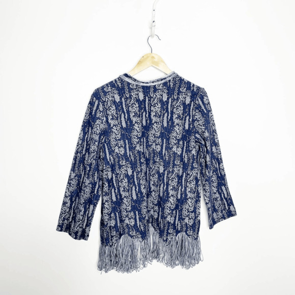 Yon Design Ft. Lauderdale Denim Fringe Open Front Cardigan blue women's one size - Picture 6 of 6